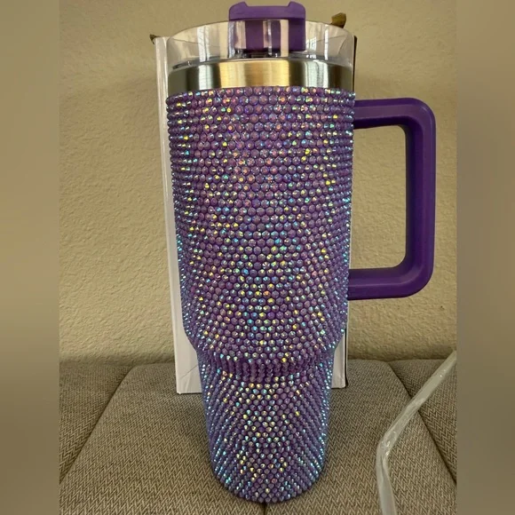 40oz Premium Rhinestone Insulated Stainless Steel, Insulated Tumbler New PURPLE - Picture 15 of 15